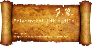 Friedenthal Mátyás névjegykártya